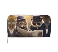 WZYCWB Pochette in pelle di maiale per animali domestici con cerniera e porta carte sono perfetti per i viaggi o l'uso quotidiano, I due gatti fantastici., Taglia unica