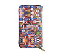WZYCWB Pochette lunga 19,1 x 10,4 cm, portafoglio in pelle con varie bandiere, scomparto con cerniera grande capacità, un buon regalo per gli amici, nero, Taglia unica