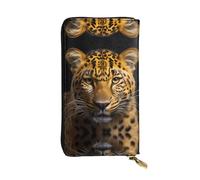 WZYCWB Pochette lunga 19,1 x 10,4 cm, portafoglio in pelle leopardata dagli occhi profondi, scomparto con cerniera grande capacità, un buon regalo per gli amici, nero, Taglia unica