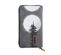 WZYCWB Pochette lunga 19,1 x 10,4 cm, portafoglio in pelle Moon Pine Tree, scomparto con cerniera grande capacità, un buon regalo per gli amici, nero, Taglia unica