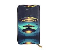 WZYCWB Pochette lunga 19,1 x 10,4 cm, portafoglio in pelle Spacecraft discendente, scomparto con cerniera grande capacità, un buon regalo per gli amici, nero, Taglia unica