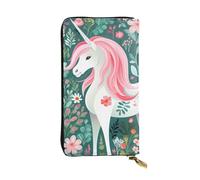 WZYCWB Pochette lunga 19 x 10,4 cm, con unicorno con capelli rosa, scomparto con cerniera grande capacità, un buon regalo per gli amici, nero, Taglia unica