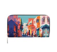 WZYCWB Pochette vintage in pelle con motivo insetti con cerniera e porta carte sono perfetti per i viaggi o l'uso quotidiano, Città vibrante, Taglia unica