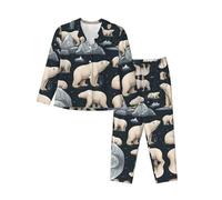 WZYCWB Polar Bear - Pigiama da donna a maniche lunghe, 2 pezzi, comodo e casual, Nero, L