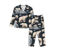 WZYCWB Polar Bear - Pigiama da donna a maniche lunghe, 2 pezzi, comodo e casual, Nero, M