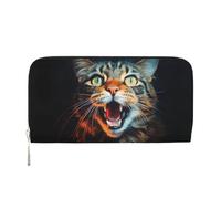 WZYCWB Portafoglio con cerniera stampato con gatto a bocca aperta, perfetto per viaggi, affari e uso quotidiano. Contiene telefoni cellulari e contanti.