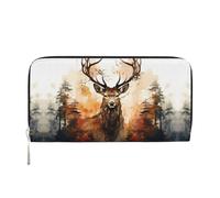WZYCWB Portafoglio con cerniera stampato Little Deer Forest perfetto per viaggi, affari e uso quotidiano. Contiene telefoni cellulari e contanti.