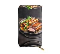 WZYCWB Portafoglio in pelle, 19,1 x 10,4 cm, con scomparto con cerniera, grande contenitore, ottimo regalo per gli amici, deliziosa carne alla griglia stampata