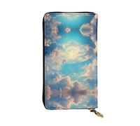 WZYCWB Portafoglio in pelle, 19,1 x 10,4 cm, con scomparto con cerniera, grande spazio per riporre oggetti, ottimo regalo per amici con cielo nuvoloso stampato