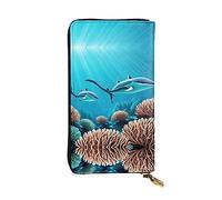 WZYCWB Portafoglio in pelle, 19,1 x 10,4 cm, con scomparto con cerniera, grande spazio per riporre oggetti, ottimo regalo per amici con balene di mare profondo stampato