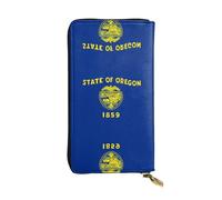 WZYCWB Portafoglio in pelle, 19,1 x 10,4 cm, con scomparto con cerniera, grande spazio per riporre oggetti, ottimo regalo per amici con bandiera dello stato dell'Oregon stampata