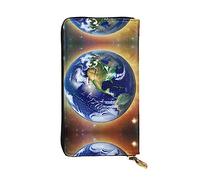 WZYCWB Portafoglio in pelle, 19,1 x 10,4 cm, con scomparto con cerniera, grande spazio per riporre oggetti, ottimo regalo per amici con stampa Cosmic Earth