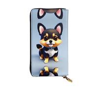 WZYCWB Portafoglio in pelle, 19,1 x 10,4 cm, con scomparto con cerniera, grande spazio per riporre oggetti, ottimo regalo per amici, biglietto d'amore con cucciolo stampato