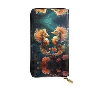 WZYCWB Portafoglio in pelle alla moda con coppia di cavallucci marini stampati (19,1 x 10,4 cm), portafoglio portamonete casual