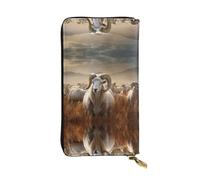 WZYCWB Portafoglio in pelle alla moda con stampa di pecore nelle praterie (19,1 x 10,4 cm), portafoglio portamonete casual