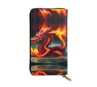 WZYCWB Portafoglio in pelle alla moda Dragon King in Fire Pochette stampata (19,1 x 10,4 cm), portafoglio portamonete casual