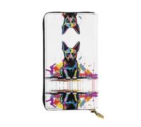 WZYCWB Portafoglio in pelle alla moda seduto con cane scarabocchio stampato frizione (19,1 x 10,4 cm), portafoglio portamonete casual