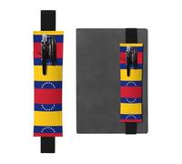 WZYCWB Portapenne con stampa bandiera del Venezuela in PVC di grande capacità + astuccio portapenne diario creativo set con fascia elastica design antiscivolo