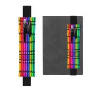 WZYCWB Portapenne in PVC con stampa di pastelli colorati di grande capacità + astuccio portapenne creativo con fascia elastica design antiscivolo