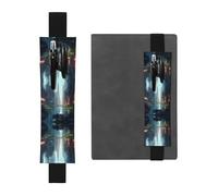 WZYCWB Portapenne in PVC con stampa "La città sull'acqua", grande capacità, con astuccio portapenne creativo con fascia elastica, design antiscivolo