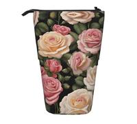 WZYCWB Portapenne retrattile con molte belle rose stampate, adatto per l'uso come semplice borsa per cosmetici, portafoglio, ecc.