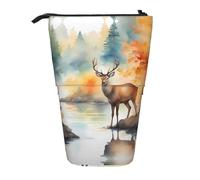 WZYCWB Portapenne retrattile con stampa di cervo by The River, adatto per l'uso come semplice borsa per cosmetici, portafoglio, ecc.