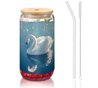 WZYCWB Portata centrale di Goose River 16 once bambù coperchio paglia tazza di vetro tazze da caffè ghiacciato carino tazze da tè ghiacciato tazze da birra ideali per caffè accessori bar regali