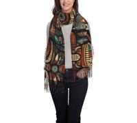 WZYCWB Primitivo modello tribale totem stampato nappa scialle abito da sera scialle adatto per matrimoni banchetti e cerimonie