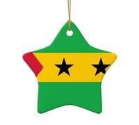 WZYCWB Questa bandiera dell'albero di Natale in ceramica a forma di stella di Sao Tome e Principe stampata con un motivo è perfetta per feste di Natale invernali e decorazioni per la casa.