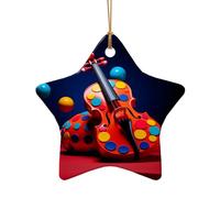 WZYCWB Questa immagine di sfondo a forma di stella in ceramica a forma di violino stampata con un motivo è perfetta per feste di Natale invernali e decorazioni per la casa.