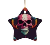 WZYCWB Questa margherita in ceramica a forma di stella con testa di albero di Natale stampata con un motivo è perfetta per feste di Natale invernali e decorazioni per la casa.