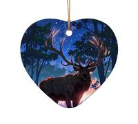 WZYCWB Questo albero di Natale in ceramica a forma di cuore Bellissimo alce stampato con un motivo è perfetto per feste di Natale invernali e decorazioni per la casa.