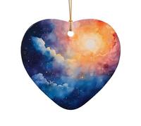 WZYCWB Questo albero di Natale in ceramica a forma di cuore celeste acquerello stampato con un motivo è perfetto per feste di Natale invernali e decorazioni per la casa.