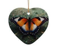 WZYCWB Questo albero di Natale in ceramica a forma di cuore con farfalla stampato con un motivo è perfetto per feste di Natale invernali e decorazioni per la casa.