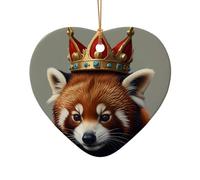 WZYCWB Questo albero di Natale in ceramica a forma di cuore con panda rosso indossa corone stampate con un motivo è perfetto per feste di Natale invernali e decorazioni per la casa.