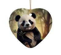 WZYCWB Questo albero di Natale in ceramica a forma di cuore con panda stampato con un motivo è perfetto per feste di Natale invernali e decorazioni per la casa.