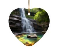 WZYCWB Questo albero di Natale in ceramica a forma di cuore con vista sulla cascata stampato con un motivo è perfetto per feste di Natale invernali e decorazioni per la casa.