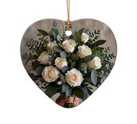 WZYCWB Questo albero di Natale in ceramica a forma di cuore Dream Core stampato con un motivo è perfetto per feste di Natale invernali e decorazioni per la casa.