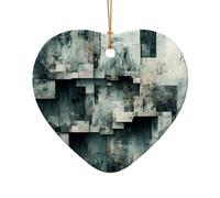 WZYCWB Questo albero di Natale in ceramica a forma di cuore frammenti stampati con un motivo è perfetto per feste di Natale invernali e decorazioni per la casa.