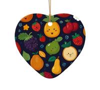 WZYCWB Questo albero di Natale in ceramica a forma di cuore frutta carino cartone animato immagine stampata con un motivo è perfetto per la festa di Natale invernale e l'arredamento della casa.