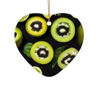 WZYCWB Questo albero di Natale in ceramica a forma di cuore kiwi verde stampato con un motivo è perfetto per feste di Natale invernali e decorazioni per la casa.