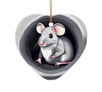WZYCWB Questo albero di Natale in ceramica a forma di cuore Mouse nel foro stampato con un motivo è perfetto per feste di Natale invernali e decorazioni per la casa.