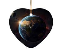 WZYCWB Questo albero di Natale in ceramica a forma di cuore pianeta stampato con un motivo è perfetto per feste di Natale invernali e decorazioni per la casa.