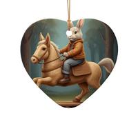 WZYCWB Questo albero di Natale in ceramica a forma di cuore piccolo coniglio stampato con un motivo è perfetto per feste di Natale invernali e decorazioni per la casa.