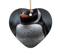 WZYCWB Questo albero di Natale in ceramica a forma di cuore pinguino tecnologico stampato con un motivo è perfetto per feste di Natale invernali e decorazioni per la casa.