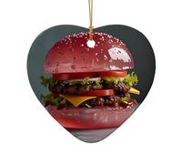 WZYCWB Questo albero di Natale in ceramica a forma di cuore rosa Burger stampato con un motivo è perfetto per feste di Natale invernali e decorazioni per la casa.