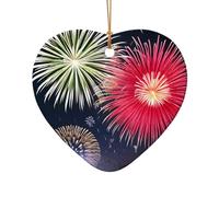 WZYCWB Questo albero di Natale in ceramica a forma di cuore Splendid fuochi d'artificio stampati con un motivo è perfetto per feste di Natale invernali e decorazioni per la casa.