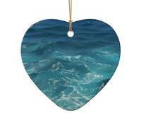 WZYCWB Questo albero di Natale in ceramica a forma di cuore The Deep Ocean stampato con un motivo è perfetto per feste di Natale invernali e decorazioni per la casa.