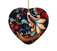 WZYCWB Questo albero di Natale in ceramica a forma di cuore vintage bellissimo floreale stampato con un motivo è perfetto per feste di Natale invernali e decorazioni per la casa.