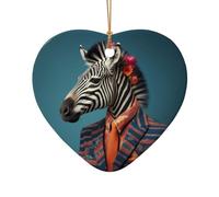 WZYCWB Questo albero di Natale in ceramica a forma di cuore zebre in costume stampato con un motivo è perfetto per feste di Natale invernali e decorazioni per la casa.